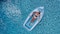 9ft. Inflatable Gray & Blue Classic Boat Cruiser Pool Float with Cooler